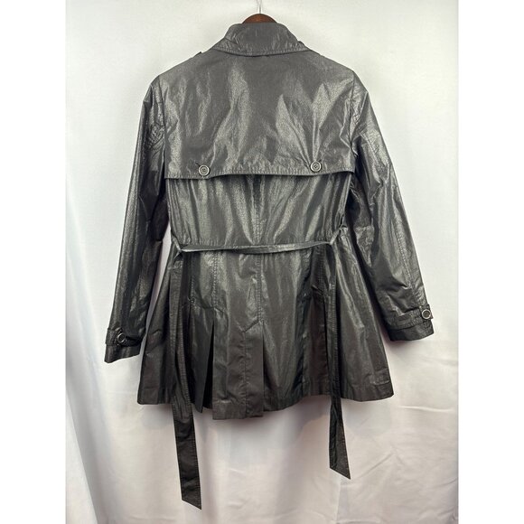Women’s Attitude by Jay Manuel Size 12 Shiny Black/Grey Trench Coat with Removab - Picture 4 of 7
